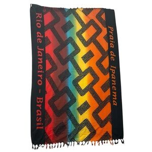 MODA INDIA RIO De JANEIRO Beach Scarf Lightweight Fringe Geometric Colorful